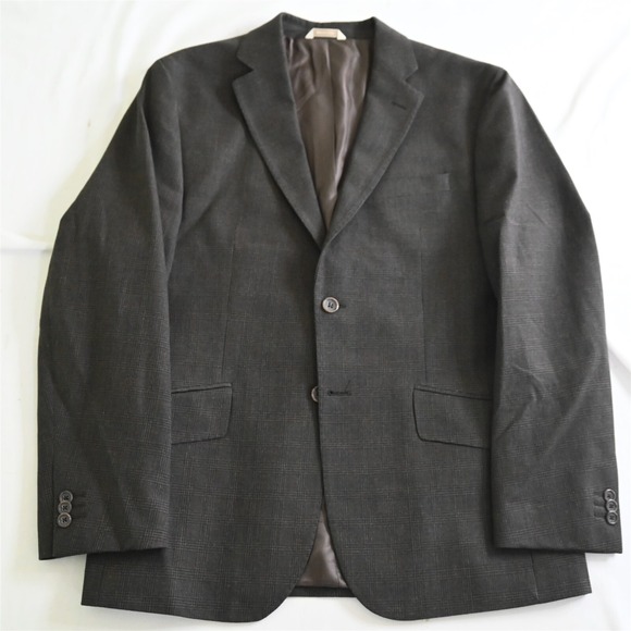 Banana Republic 42S Brown‎ Glenn Check Wool Cotton Blazer Jacket Sport Coat